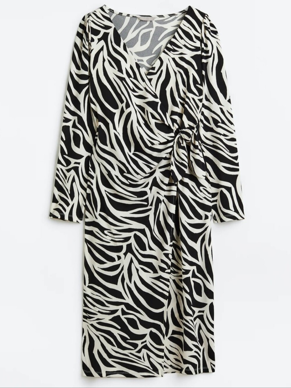 H&M Black and White Zebra Print Wrap Top